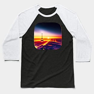 Airplane View Paris Sunset Baseball T-Shirt